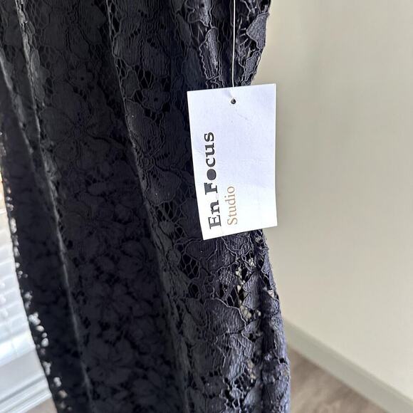En Focus Studio Black Floral Lace Sheath Dress NWT Size 6 Cocktail Formal Midi - Picture 5 of 9